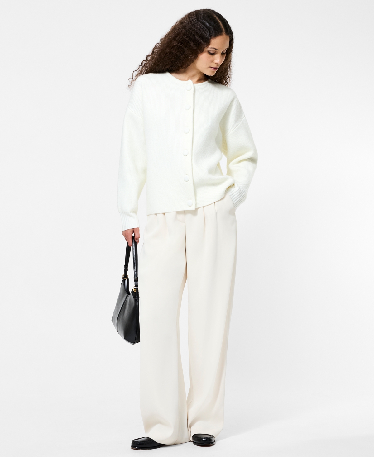 French Connection Riddley Drop Shoulder Cardigan In White