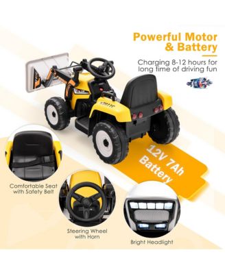 Kids Ride On Excavator Digger 12V Electric Tractor RC w/ Digging Bucket