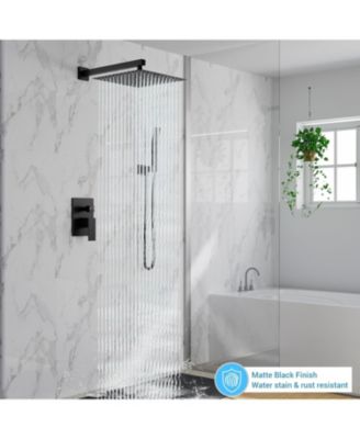 Pressure-Balanced Wall Mounted Shower System with Rainfall Shower Head and Handheld Combo