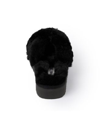 Women's Teddy Crossband Faux Fur Slippers