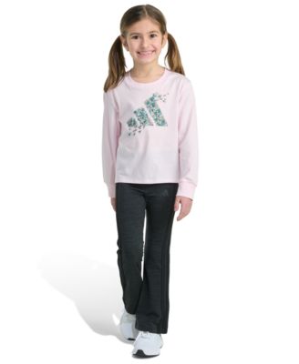 Toddler and Little Girls 2-Piece Long-Sleeve Graphic T-Shirt & Flare Pants Set