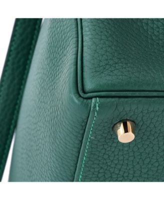Kelly 28 Handbag Green Clemence with Gold Hardware