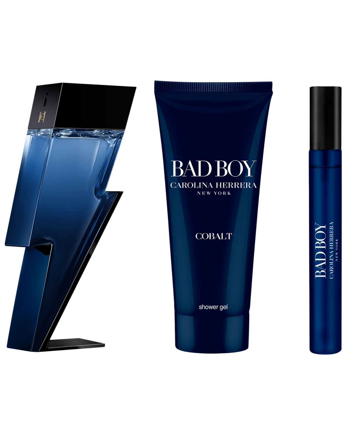 Carolina Herrera Bad Boy Cobalt 3-piece Fragrance Gift Set In Transparent