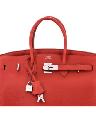 Pre-Owned HERMES Birkin 35 Handbag Red Togo with Palladium Hardware