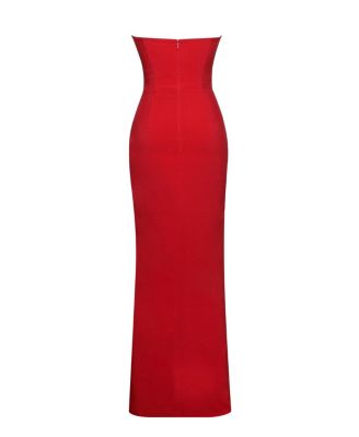 Women's Xoana Red Crystal Embellished High Slit Gown