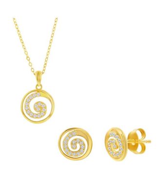 Sterling , Pave CZ Swirl Design Necklace & Earrings Set