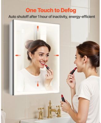 Recessed Lighted Cabinet with Dual Mirrors for Bathroom Storage