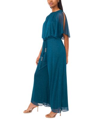 Women's Slit Sleeve Knit Woven Jumpsuit