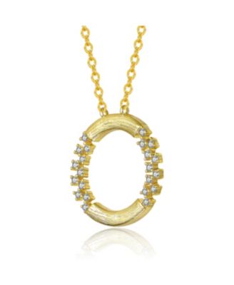 14K Gold Plated with Clear Cubic Zirconia Round Pendant Necklace