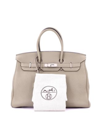 Pre-Owned HERMÃ‰S Birkin 35 Handbag Grey Togo with Palladium Hardware