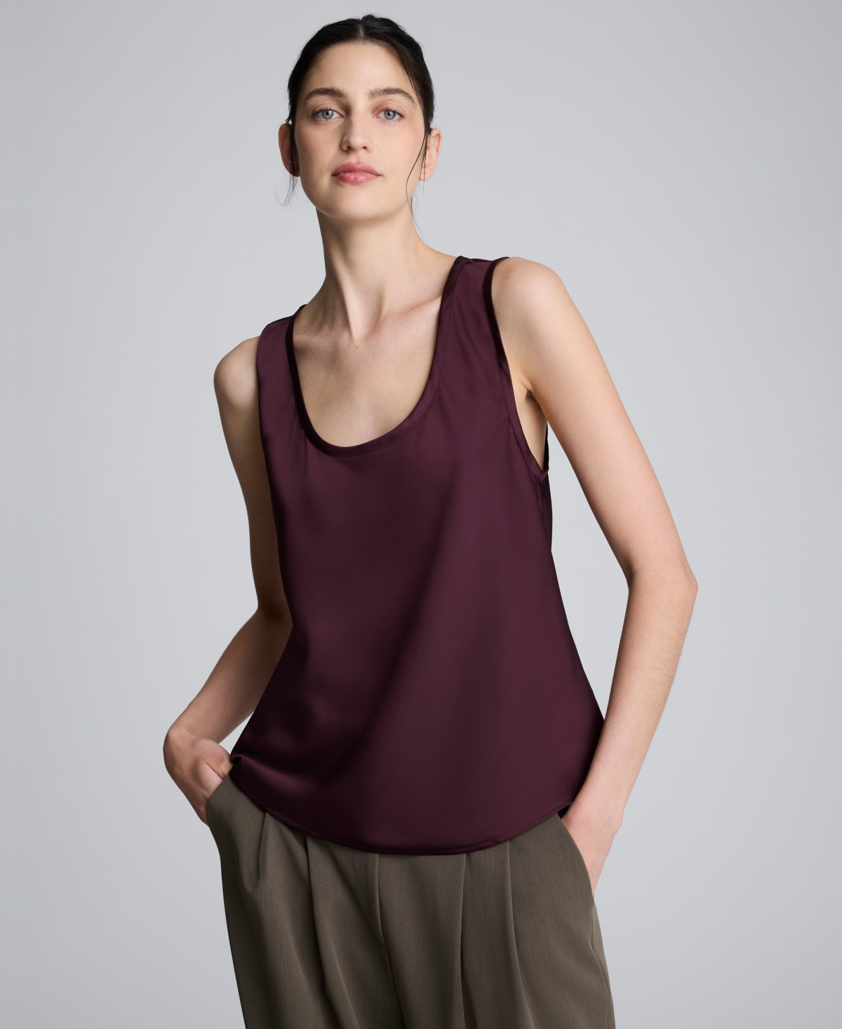 Kenneth Cole Juniors' Scoop Neck Sleeveless Tank Top In Gray