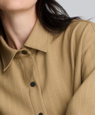 Women's Drop Shoulder Pinstripe Boyfriend Top