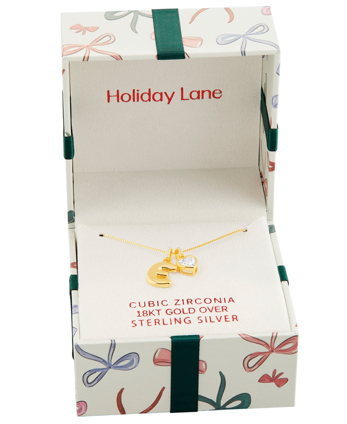 Holiday Lane Letter Initial Charm Necklace in Gold Over Sterling Silver, Macy's Exclusive