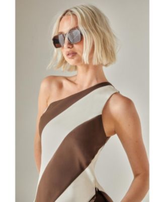 Women's Stripe Tailored One Shoulder Top