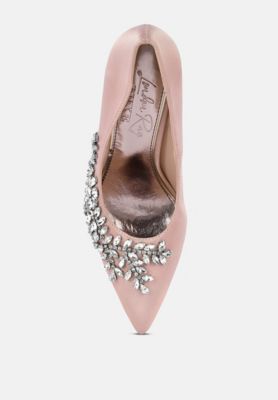 Women Ashlyn Rhinestones Embellished Satin Stiletto Pumps