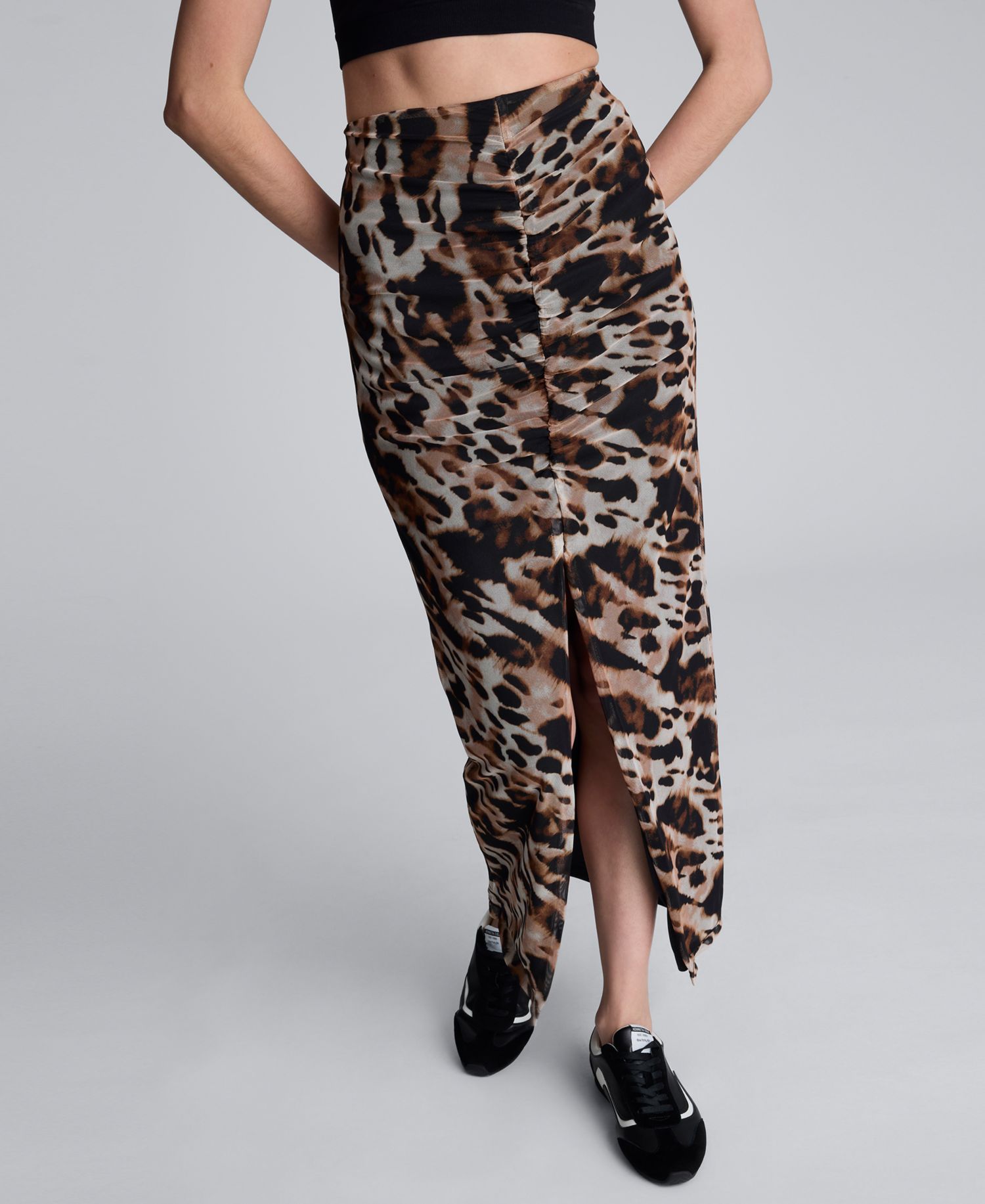 Women's Pull-On Front Slit Midi Skirt