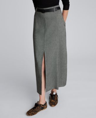 Kenneth Cole Women's Herringbone Side Zipper Midi Skirt - Macy's