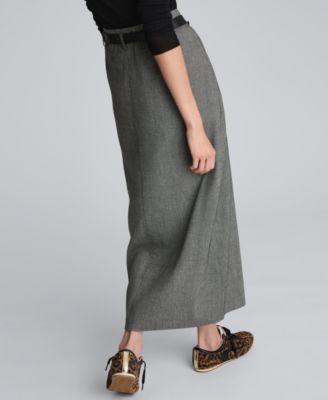 Women's Herringbone Side Zipper Midi Skirt