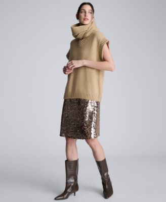 Women's Sleeveless Detachable Scarf Sweater