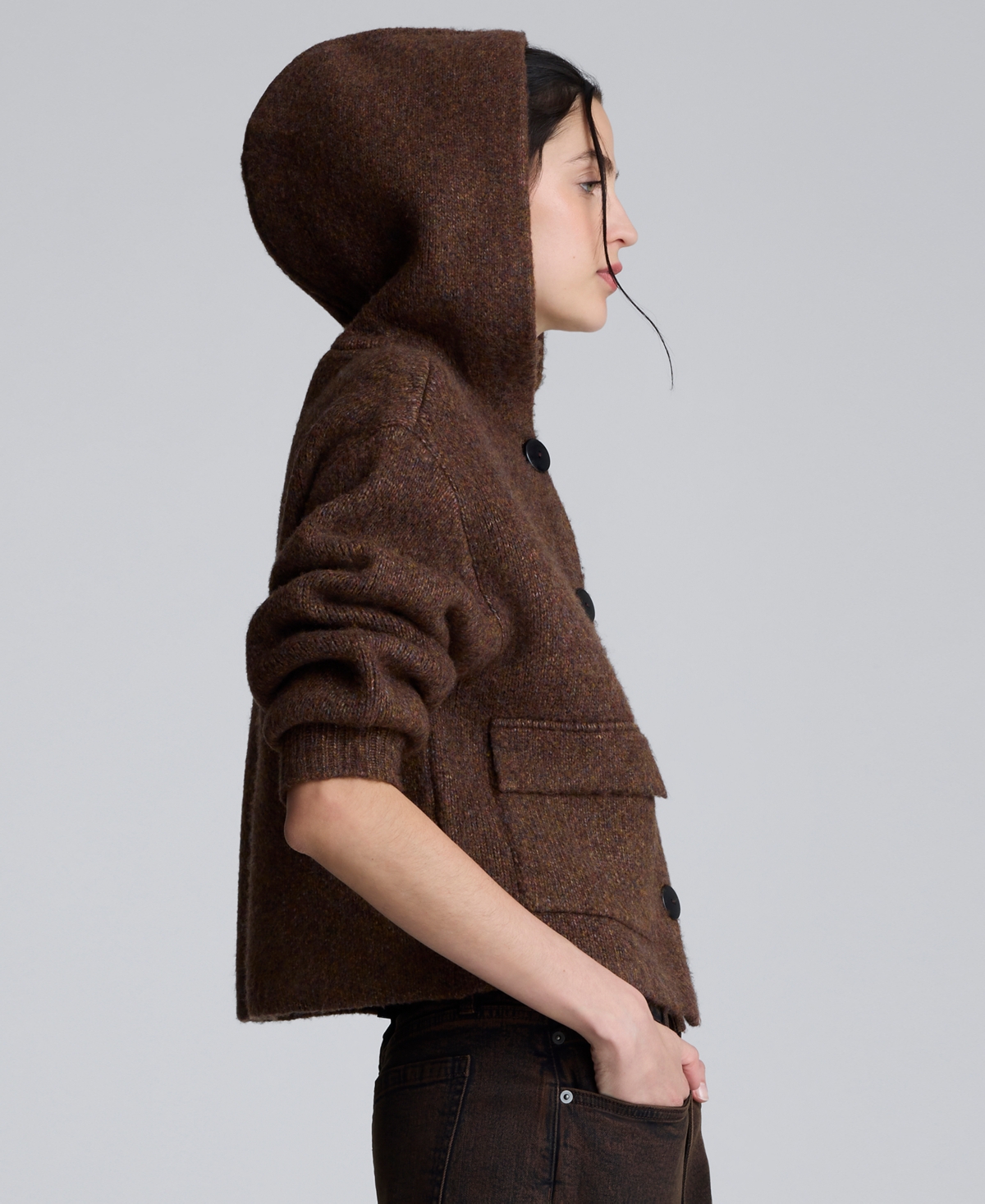 Kenneth Cole Women's Oversized Cropped Hoodie Bomber Jacket In Brown
