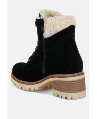 Womens Madoka Fur Collar Chunky Ankle Boots