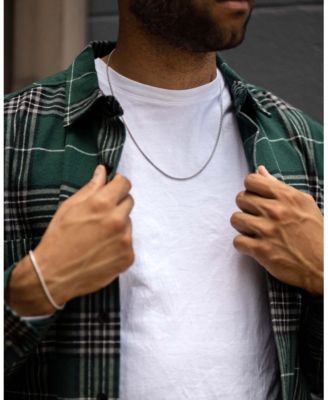 Men's 2mm Box Chain Necklace, 14K Gold Plated Sterling Silver