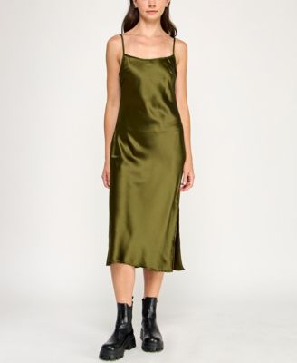 Juniors' 2-Piece Satin Midi Slip & Pullover Sweater Set