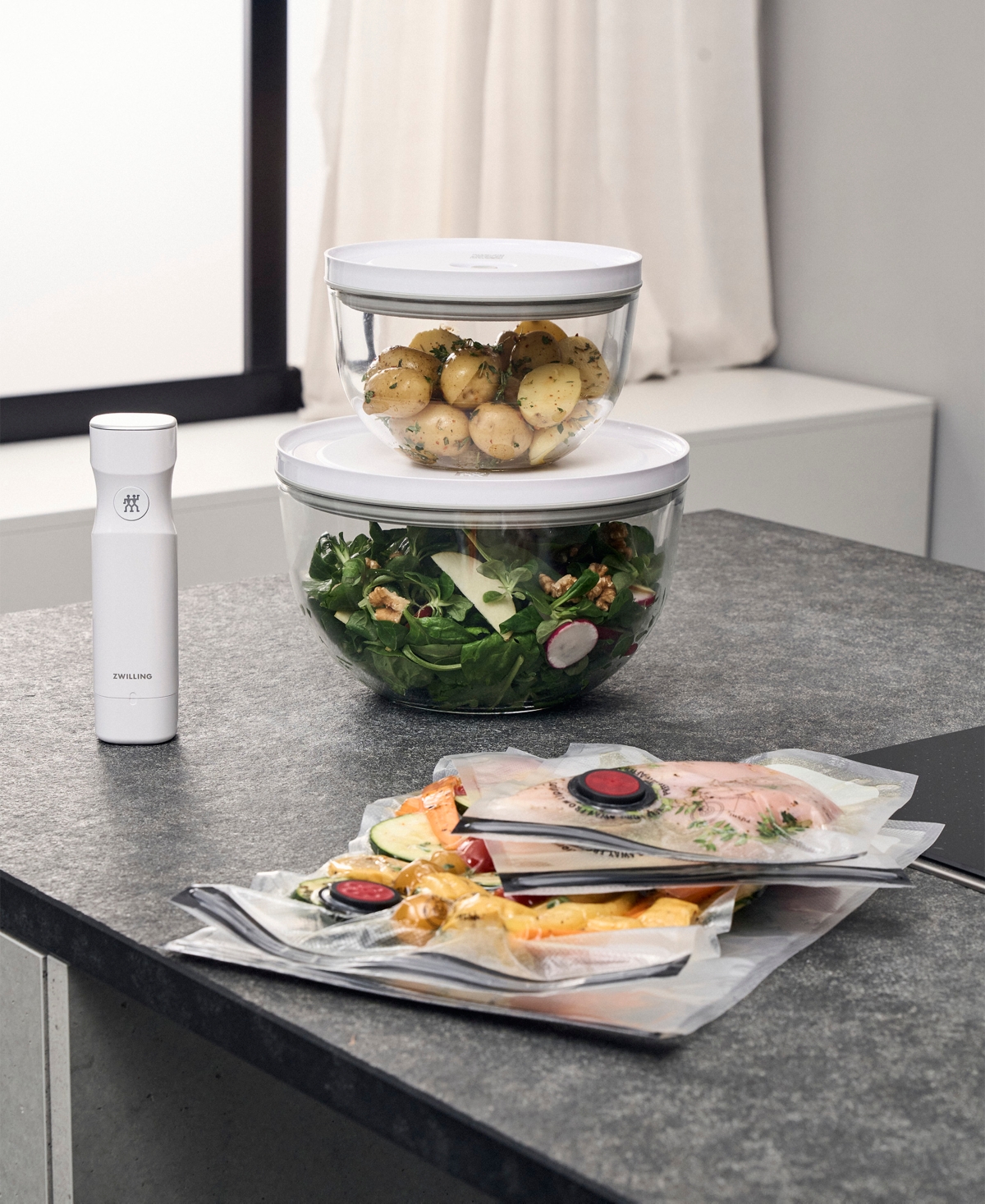 Zwilling Fresh Save 7-pc. Glass Vacuum Bowl Starter Set In White