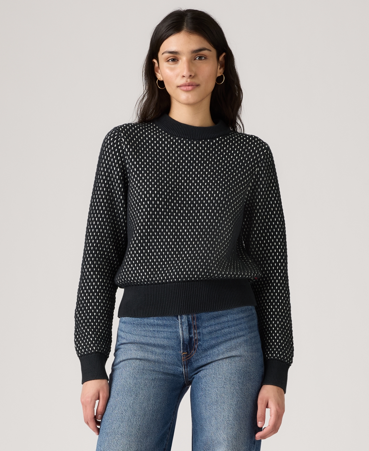 Levi's Women's Snowflake Crewneck Long Sleeve Sweater