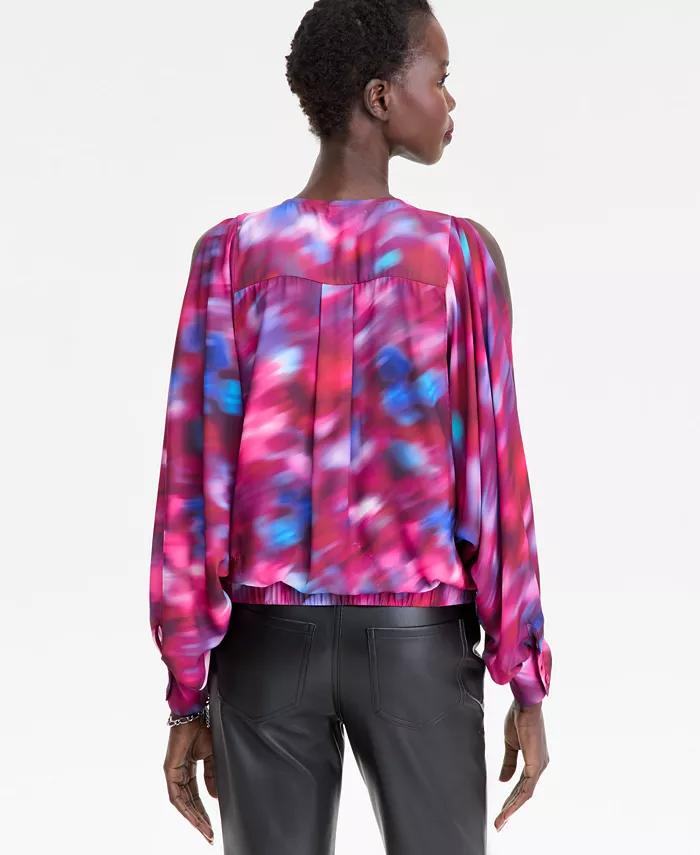 Women's Printed Arm-Slit Surplice Blouse - thumbnail 6