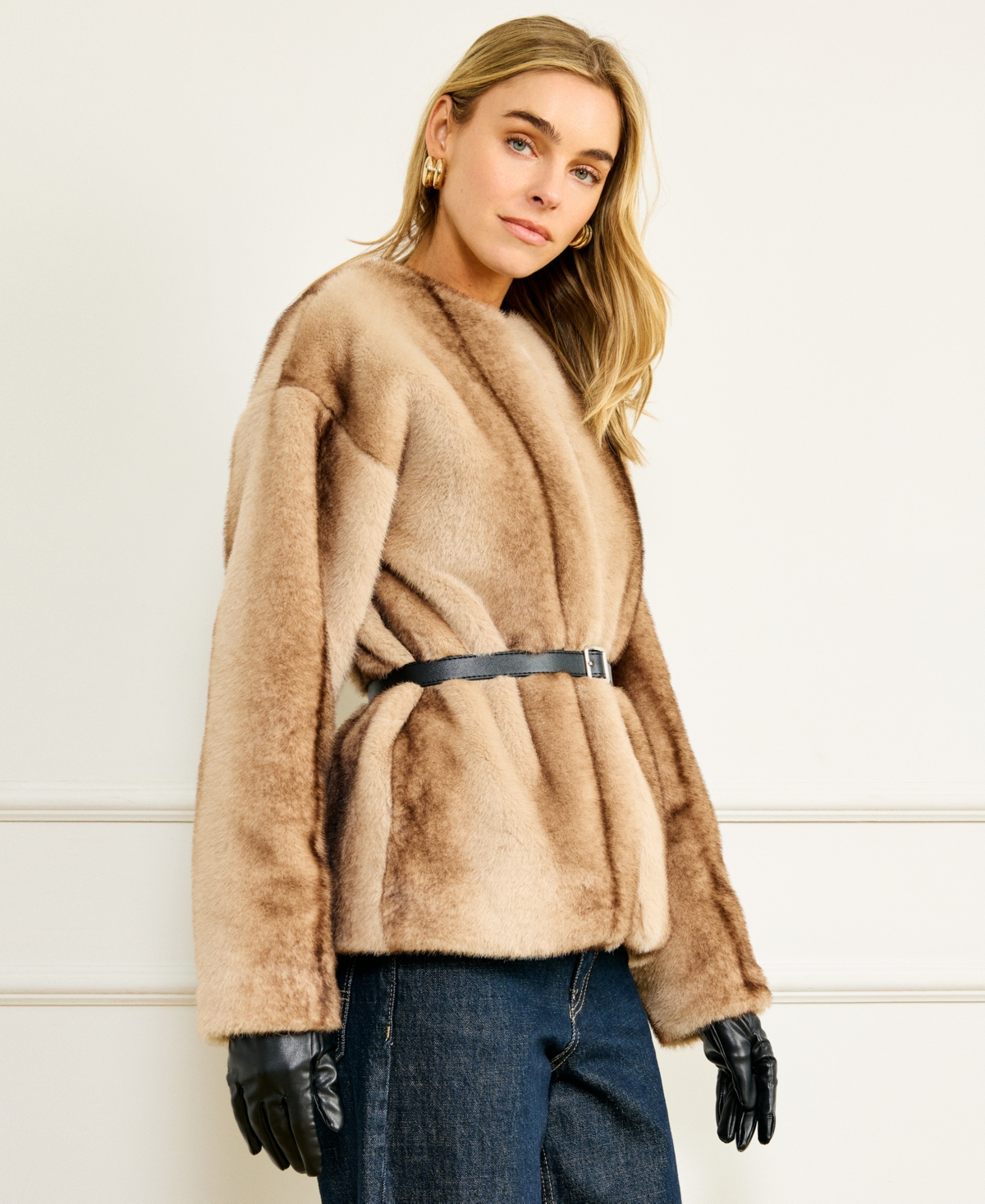 Line & Dot Women's Crewneck Jacket In Brown