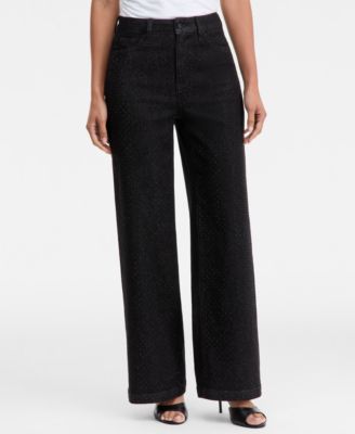 Women's High-Rise Wide-Leg Embellished Jeans, Macy's Exclusive 