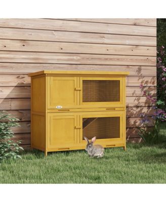 Wooden Bunny Hutch with Ramp, Indoor/Outdoor,