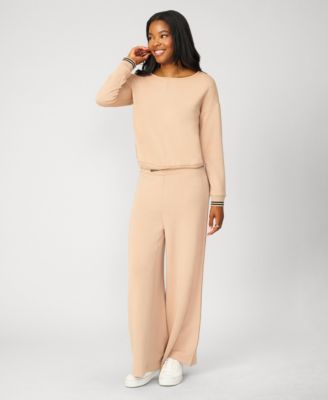 Boat Neck Top & Wide Leg Pant Lounge Set