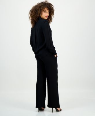 Petite Embellished High-Rise Wide-Leg Pants, Macy's Exclusive