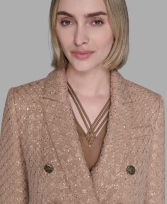 Women's Lapel Collar One-Button Cropped Jacket