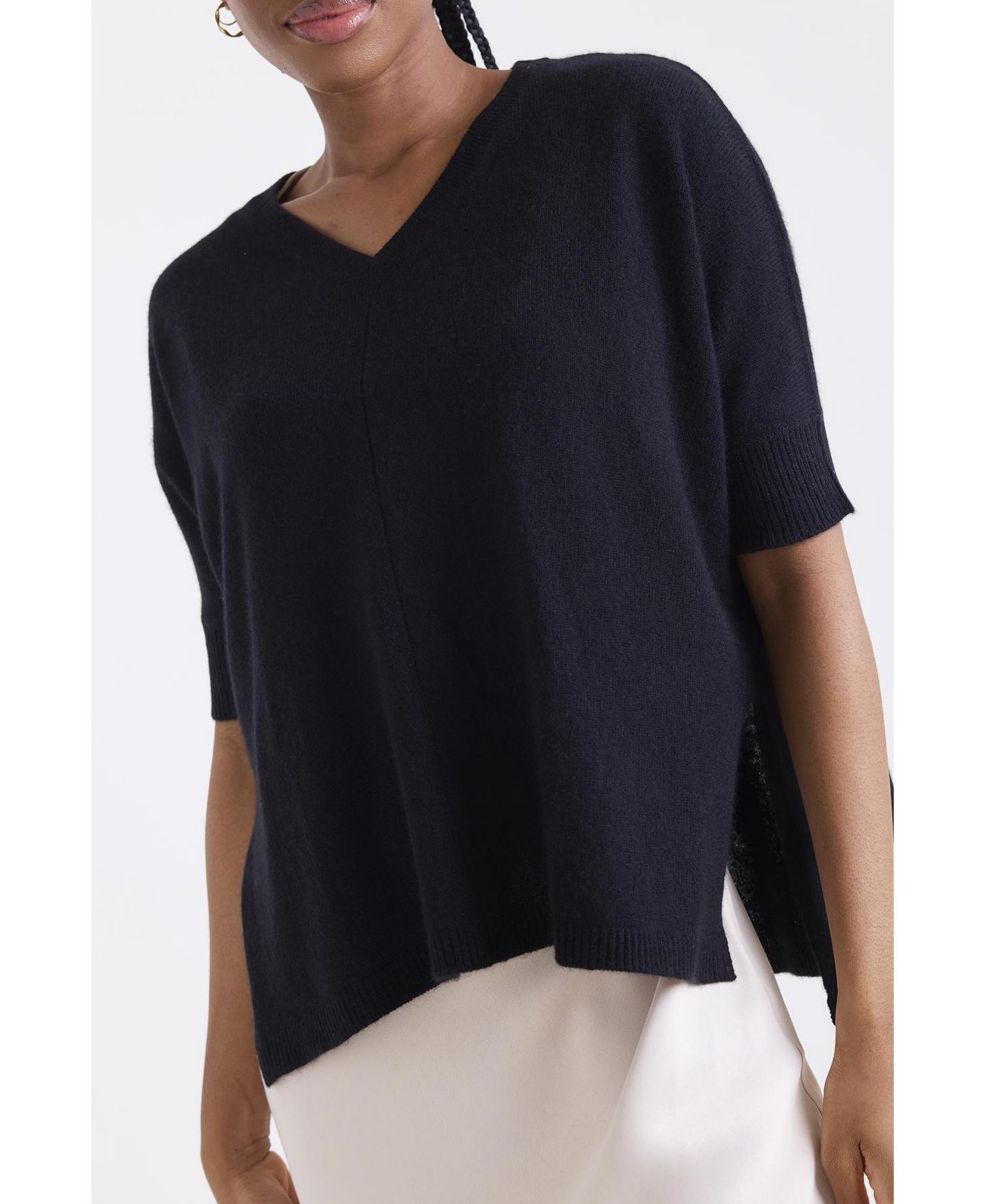 Женский свитер 1982 Venetia Vee V-Neck Cashmere, цвет: Чёрный — фото 8