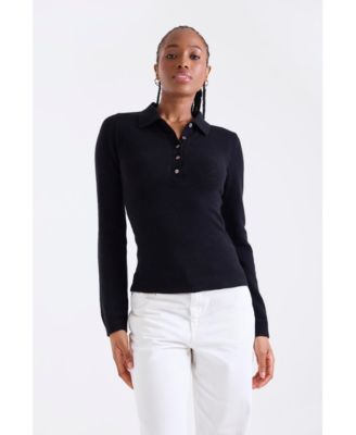 Women's Amaya Button 100% Cashmere Polo Top