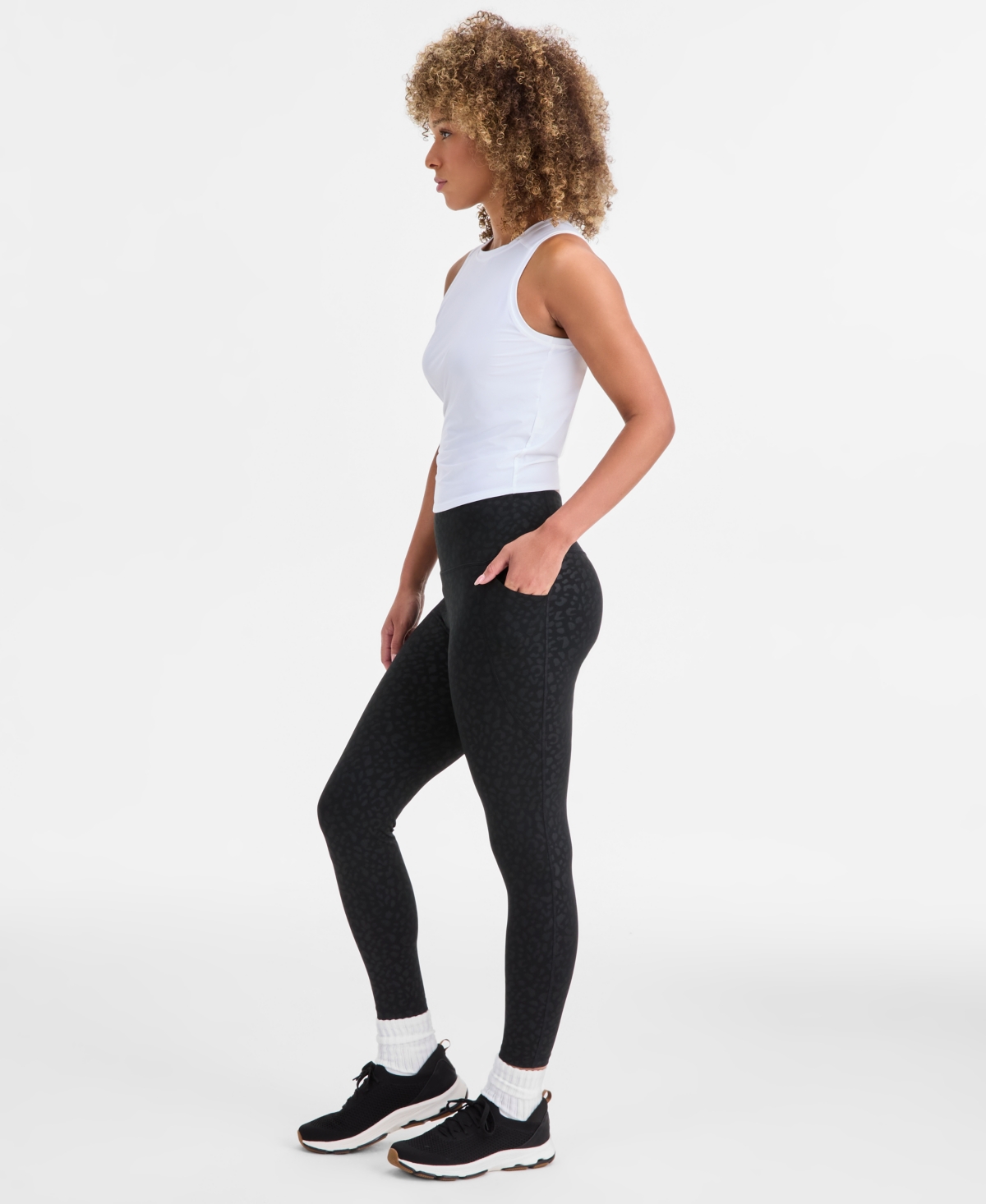 Id Ideology Women's Animal-print Compression Leggings, Macy's Exclusive In Black