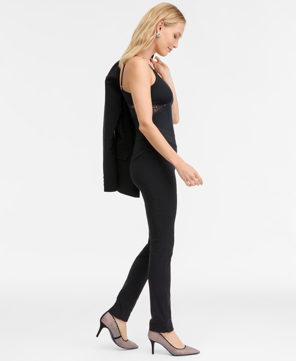 I.n.c. International Concepts Women's Rhinestone Twill Skinny Pants, Macy's Exclusive