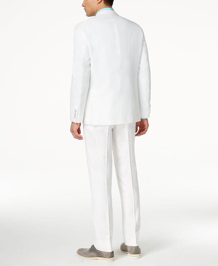 Perry Ellis Portfolio White Solid Linen-Blend Slim-Fit Suit - Macy's