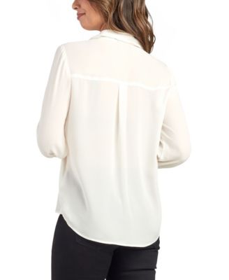 Juniors' Solid Dobby Long Sleeve Shirt