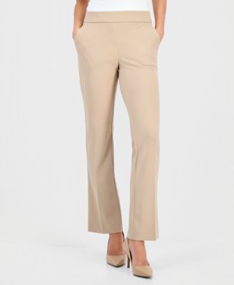AK Anne Klein - Plus Size Mid-Rise Pull-On Straight Pants