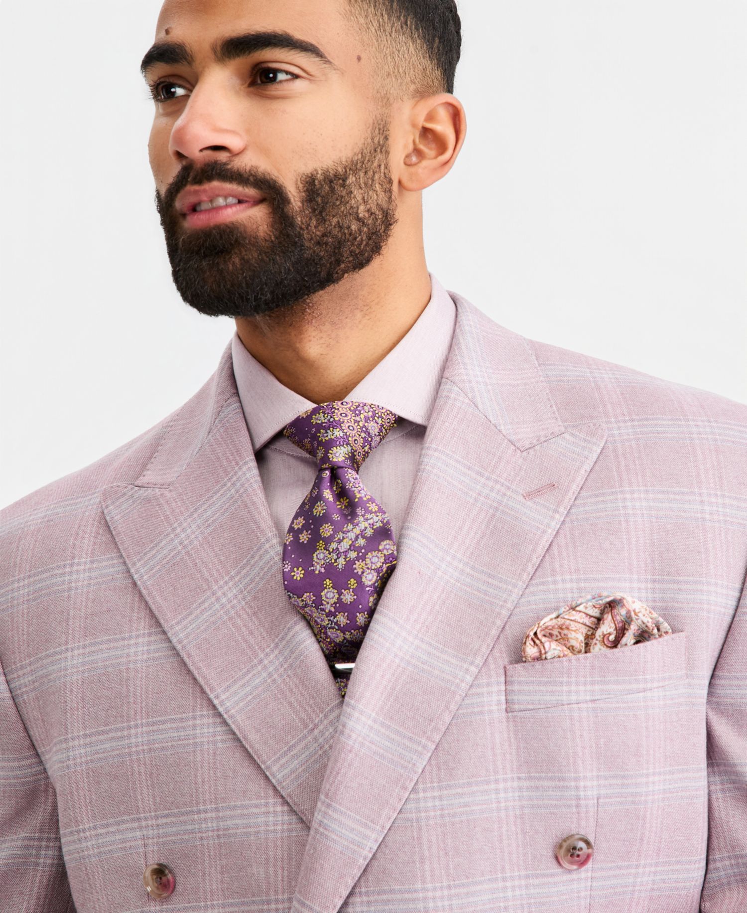Men's Classic-Fit Double-Breasted Windowpane Suit Separates Jacket