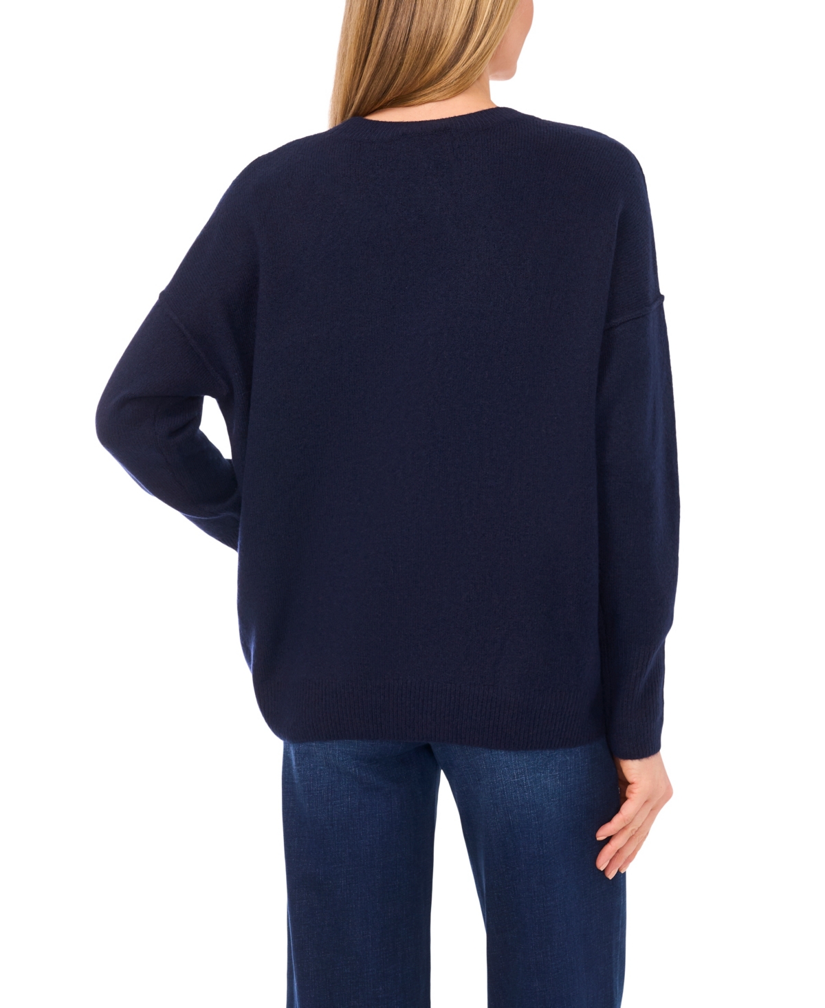 Cece Women's Ho Ho Ho Crewneck Sweater In Blue