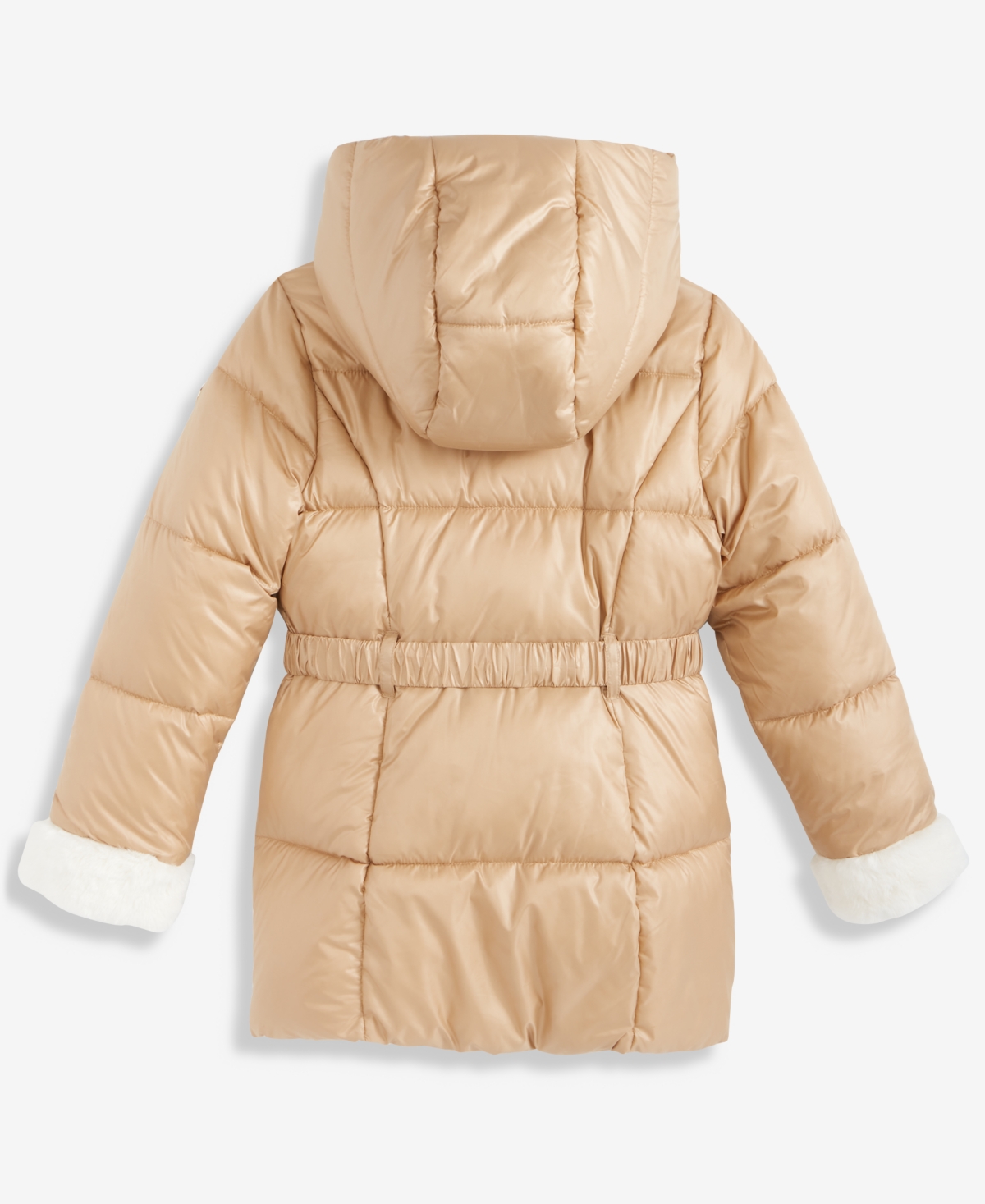 Michael Kors Girls 7-16 Belted Stadium Puffer Jacket With Faux-Fur Trim