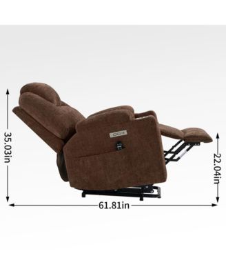 Lift Recliner Chair with Massage, Heat & USB Charging, Chenille Upholstery, Cup Holders, 350 LBS Support