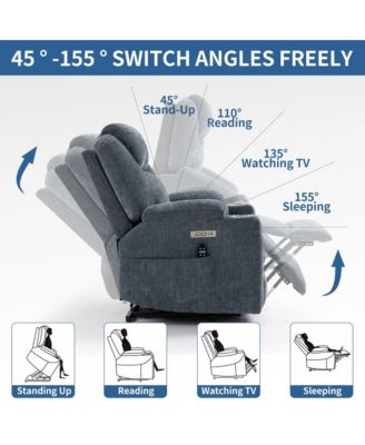 Lift Recliner Chair with Massage, Heat & USB Charging, Chenille Upholstery, Cup Holders, 350 LBS Support