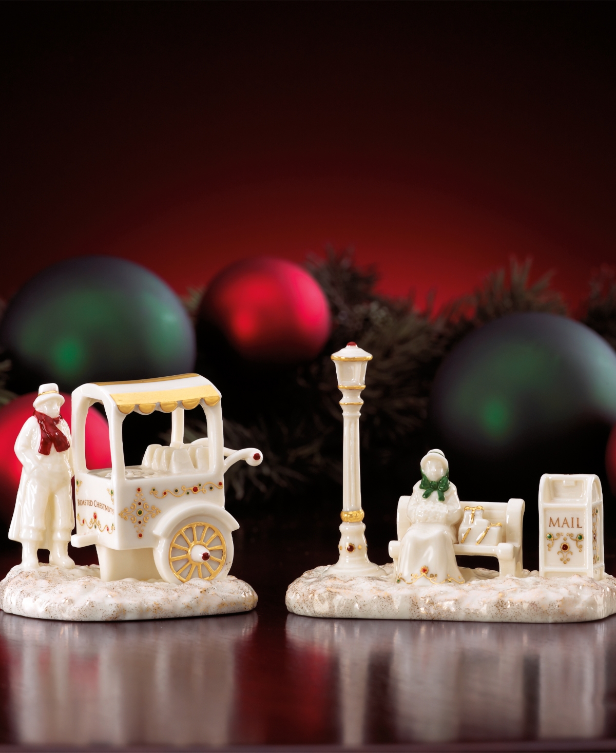 Lenox From The Vault!  Mistletoe Park Chestnut Seller & Park Bench, Exclusively At Macy's In Transparent