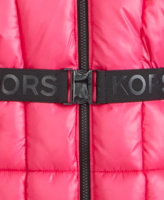 Girls 7-16 Active Belted Stadium Puffer Coat With Faux-Fur Trim